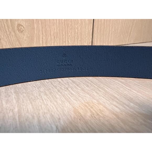 NWT Authentic Gucci Blue Leather Belt with Gold Buckle - Picture 6 of 10